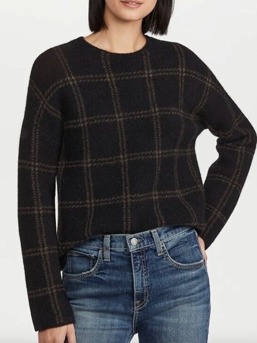 Vince Windowpane Plaid Alpaca Wool Sweater